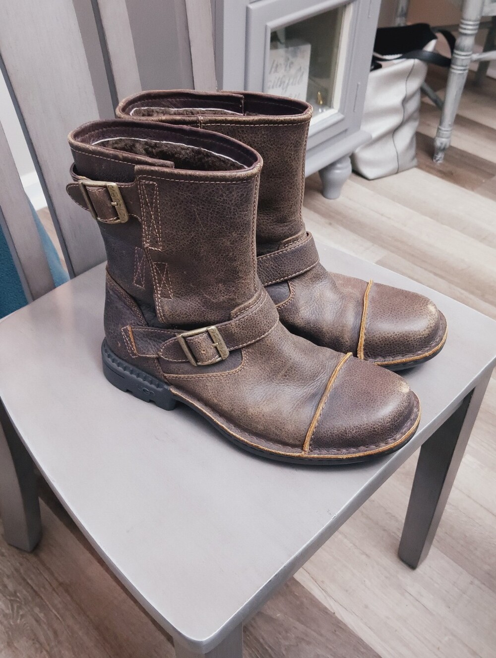 Men's 9 Brown Leather UGG Biker Boots